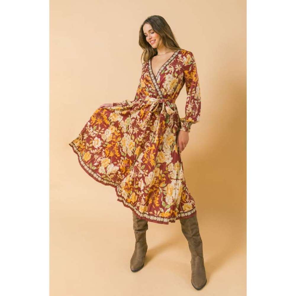 Floral Pleated Midi Dress - Picture 5 of 9